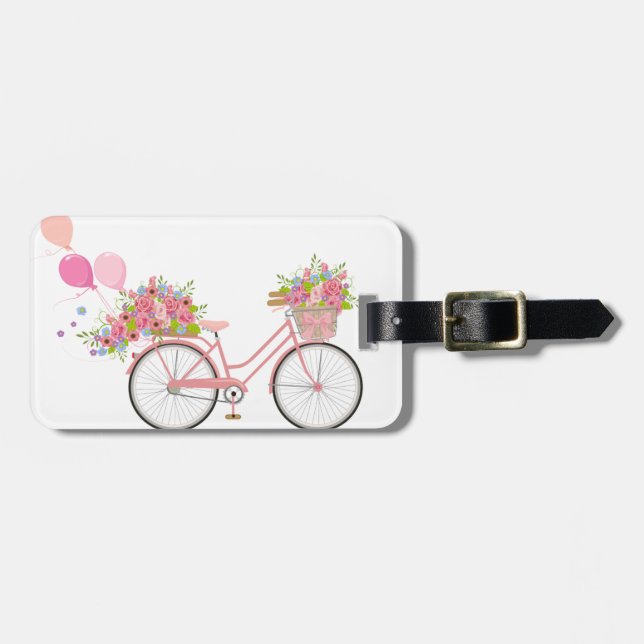 Whimsical Rosa Bicycle Bagagebricka (Horisontell Framsida)
