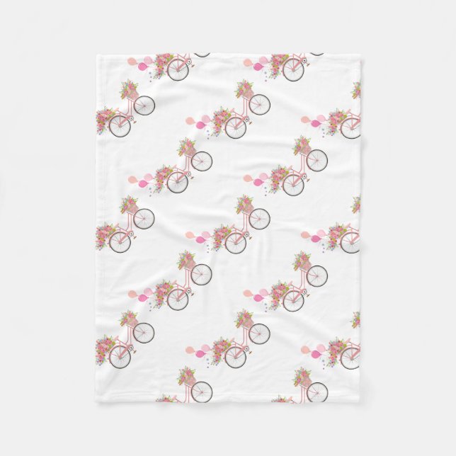 Whimsical Rosa Bicycle Fleecefilt (Framsidan)