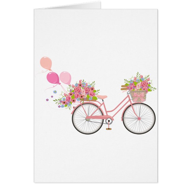 Whimsical Rosa Bicycle Hälsningskort (Framsidan)