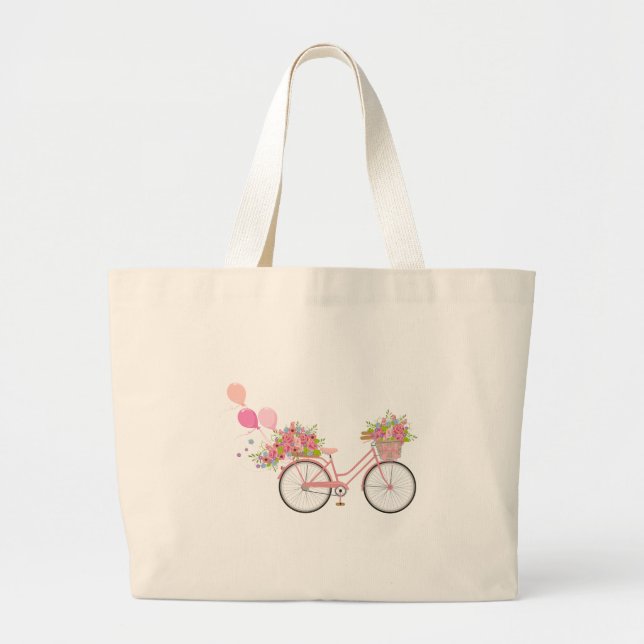 Whimsical Rosa Bicycle Jumbo Tygkasse (Framsidan)