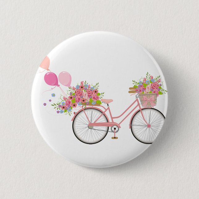 Whimsical Rosa Bicycle Knapp (Framsida)