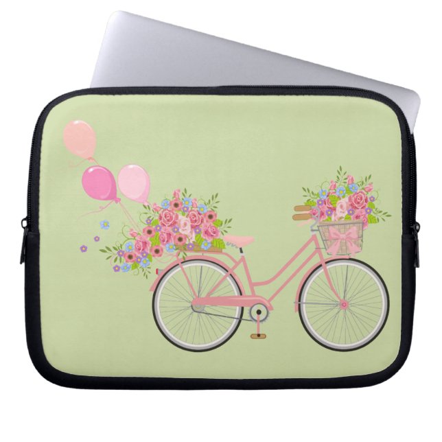 Whimsical Rosa Bicycle Laptop Fodral (Framsidan)