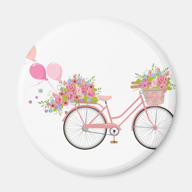 Whimsical Rosa Bicycle Magnet (Framsidan)