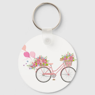 Whimsical Rosa Bicycle Nyckelring