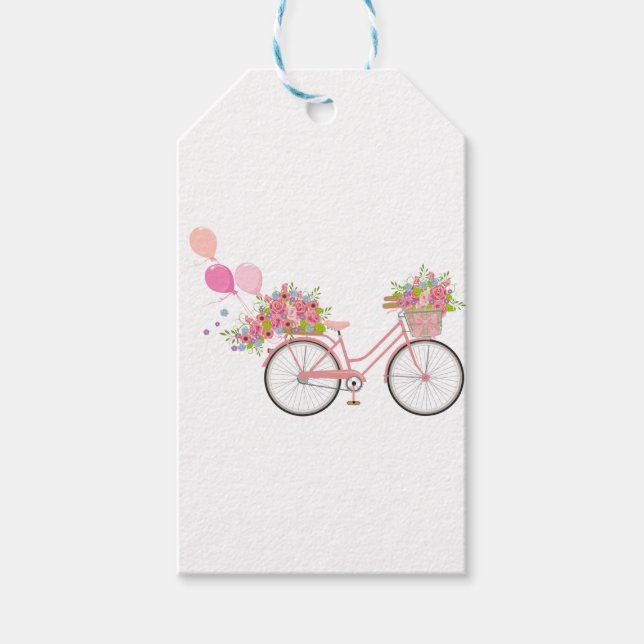 Whimsical Rosa Bicycle Presentetikett (Framsidan)