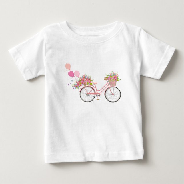 Whimsical Rosa Bicycle T-shirt (Framsida)