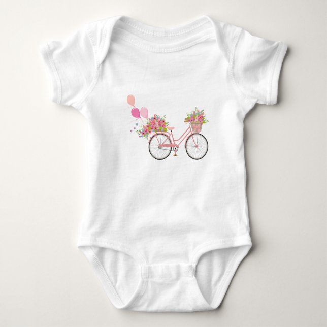 Whimsical Rosa Bicycle T Shirt (Framsida)