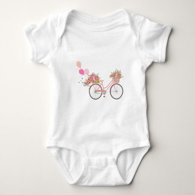 Whimsical Rosa Bicycle Tee Shirt (Framsida)