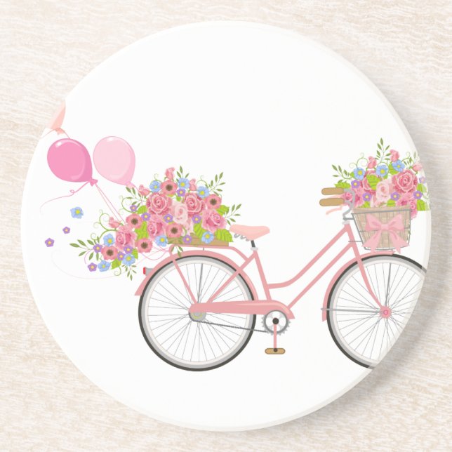 Whimsical Rosa Bicycle Underlägg (Framsidan)
