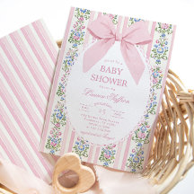 Whimsical Rosa Bow Blommigt Baby Shower