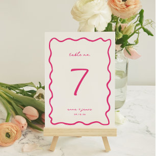 Whimsical Rosa Bröllop Bordsnummer Card