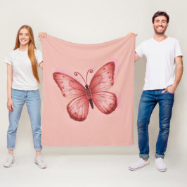Whimsical Rosa Fjäril Fleecefilt