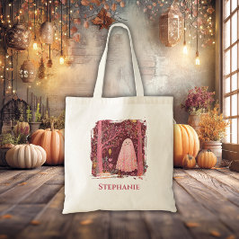Whimsical Rosa Ghost in Enchanted Blommigt Forest Tygkasse
