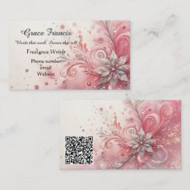 Whimsical Rosa Glitter Frilans Berättare  Visitkort