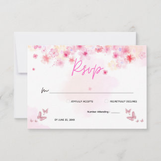 Whimsical Rosa Körsbärsblom Butterfly Bröllop RS Spara Datumet