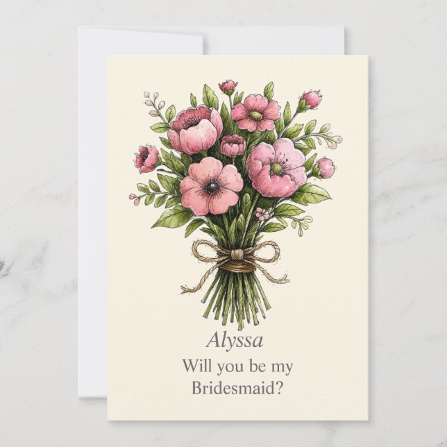 Whimsical Rosa Posy Bouquet Bröllopspartförslag (Framsida)