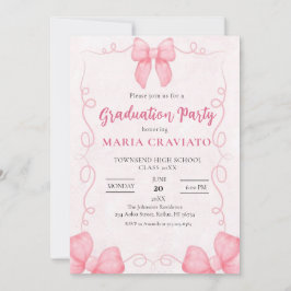 Whimsical Rosa Slingor Ram Gradueringsfest Inbjuda Inbjudningar