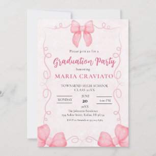 Whimsical Rosa Slingor Ram Gradueringsfest Inbjuda Inbjudningar