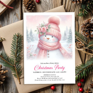 Whimsical Rosa Snömannen Digital Julinbjudan Inbjudningar