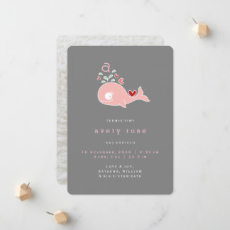 Whimsical Rosa Val Monogram Baby Flicka Födelse Meddelande