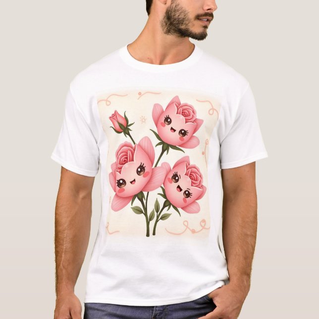 Whimsical Rose Buddies T Shirt (Framsida)