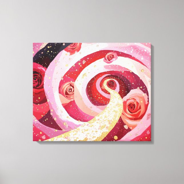 Whimsical roses garden Stretched Canvas Print (Framsida)