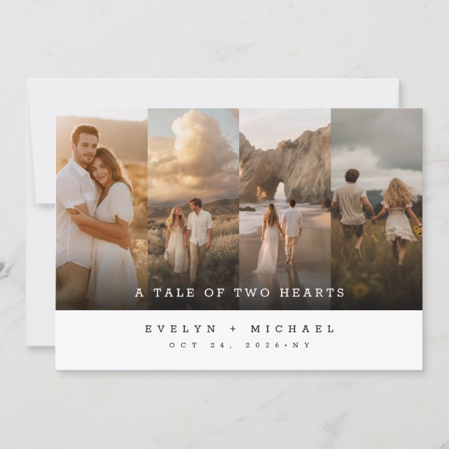 Whimsical Rustic Collage Photo Wedding Inbjudningar (Framsida)