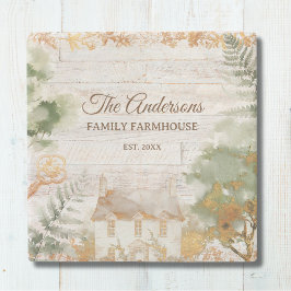 Whimsical Rustic Country House Family Name Stenunderlägg