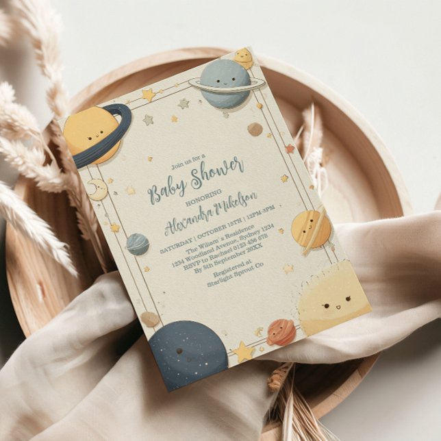 Whimsical Rymden Baby Shower Inbjudningar (Skapare uppladdad)