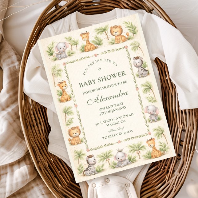 Whimsical Safari Animals Baby Shower Inbjudningar (Skapare uppladdad)