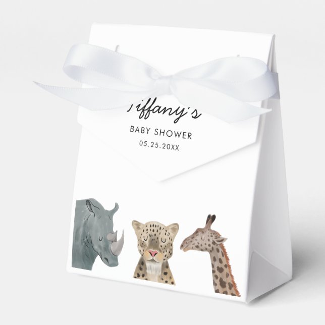 Whimsical Safari Animals Baby Shower Presentaskar (Framsidan Sidan)