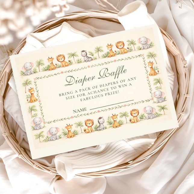Whimsical Safari Animals Diapper Raffle Tilläggskort (Skapare uppladdad)