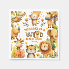 Whimsical Safari Animals WILD ONE 1st Birthday Pappersservett