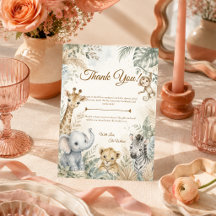 Whimsical Safari Bebis Shower Tackkort
