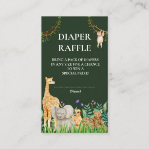 whimsical Safari Djungel Baby Shower Blöja Lotteri Tilläggskort
