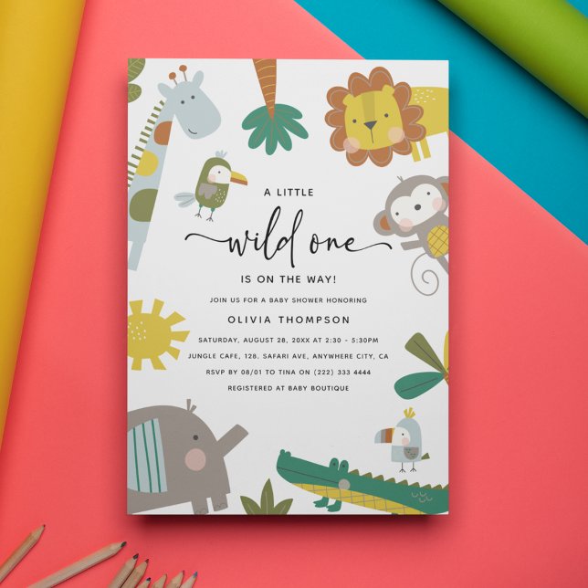 Whimsical Safari 'Vild en' Bebisdusch Inbjudningar (Skapare uppladdad)
