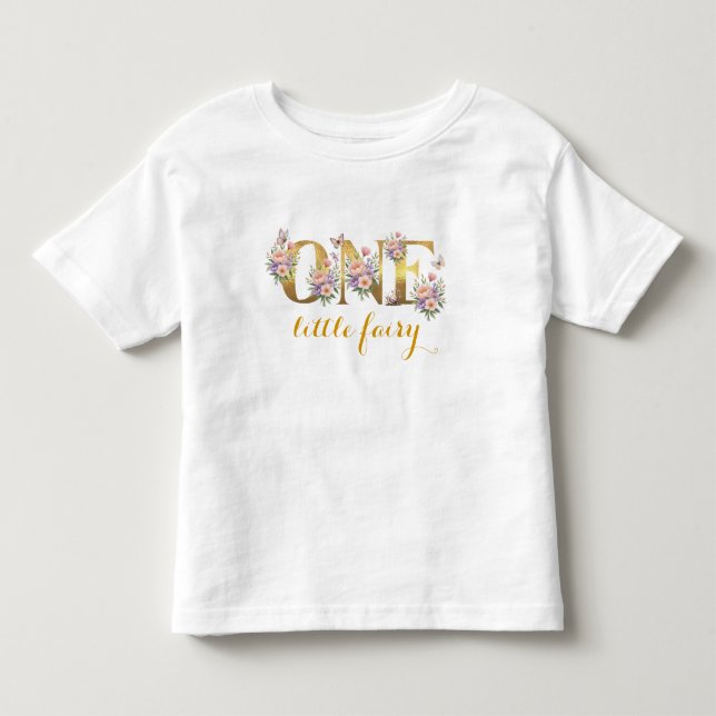 Whimsical saga trädgård 1-års födelsedagsfest t shirt (Framsida)
