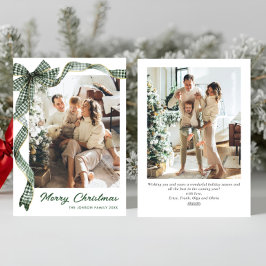 Whimsical Sage Green Christmas Bow Ribbon 2 Photo Julkort