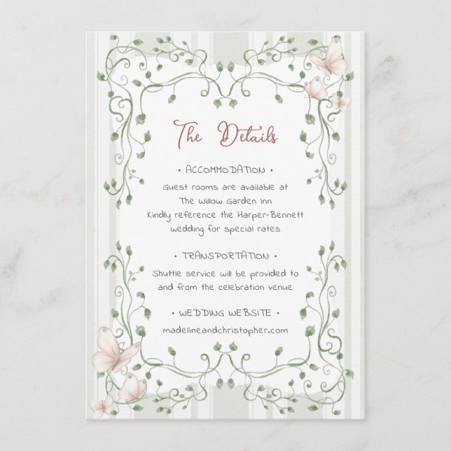 Whimsical Sage Greenery Wedding Tilläggskort (Framsida)