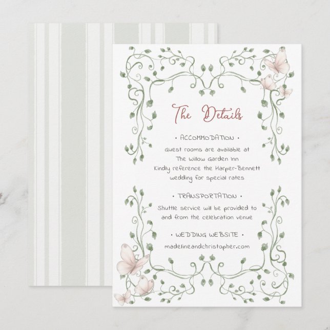Whimsical Sage Greenery Wedding Tilläggskort (Fram/baksida)