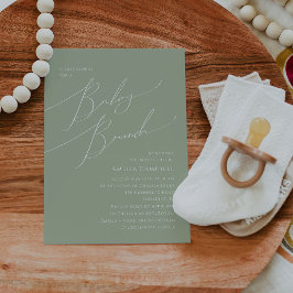 Whimsical Sage Grönt Baby Brunch-inbjudan Inbjudningar