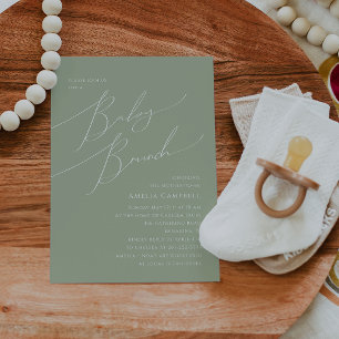 Whimsical Sage Grönt Baby Brunch-inbjudan Inbjudningar