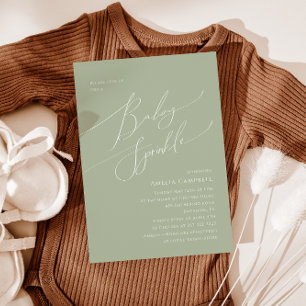 Whimsical Sage Grönt Baby Sprinkle-inbjudan Inbjudningar