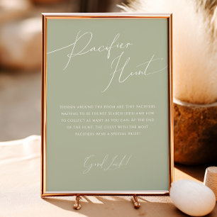 Whimsical Sage Grönt Nappar Hunt Sign Poster