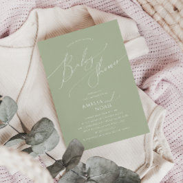 Whimsical Sage Grönt Par Baby Shower Inbjudningar