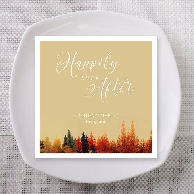 Whimsical Sagobok Bröllop Pappersservett (Whimsical Fairytale Storybook "happily ever after" napkin personalize names)