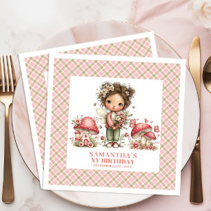 Whimsical Sagolik Inbjudan Rosa Blommor Anpassad Pappersservett