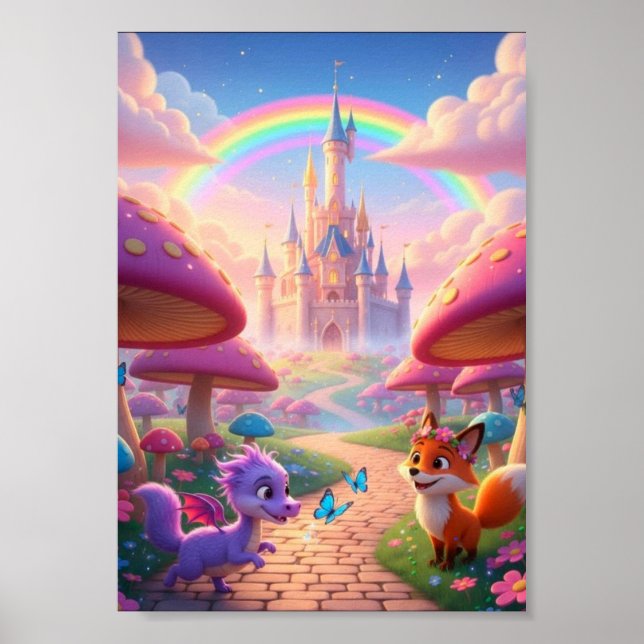 Whimsical sagor Regenbåge Slott Fantasy affisch (Framsidan)