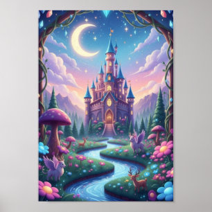 whimsical Sagostilslott Magisk Fantasy Affisch