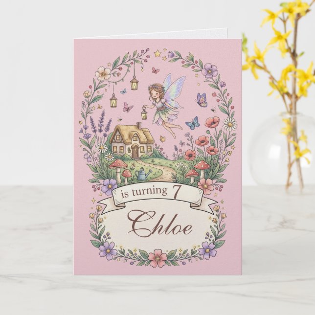 Whimsical Sagoträdgård Anpassad Födelsedagskort  Kort (Gul blomma)
